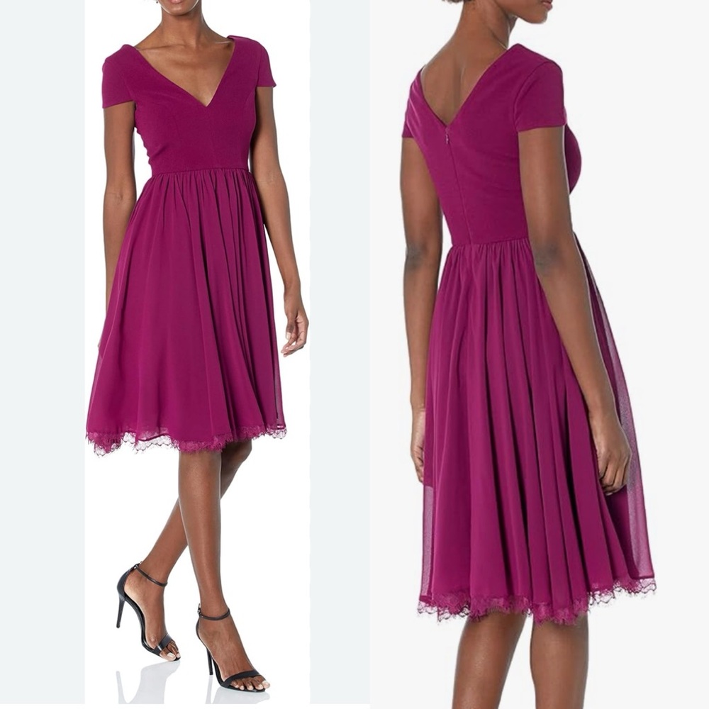 Dress The Population Corey Dress in Dark Magenta Size Medium